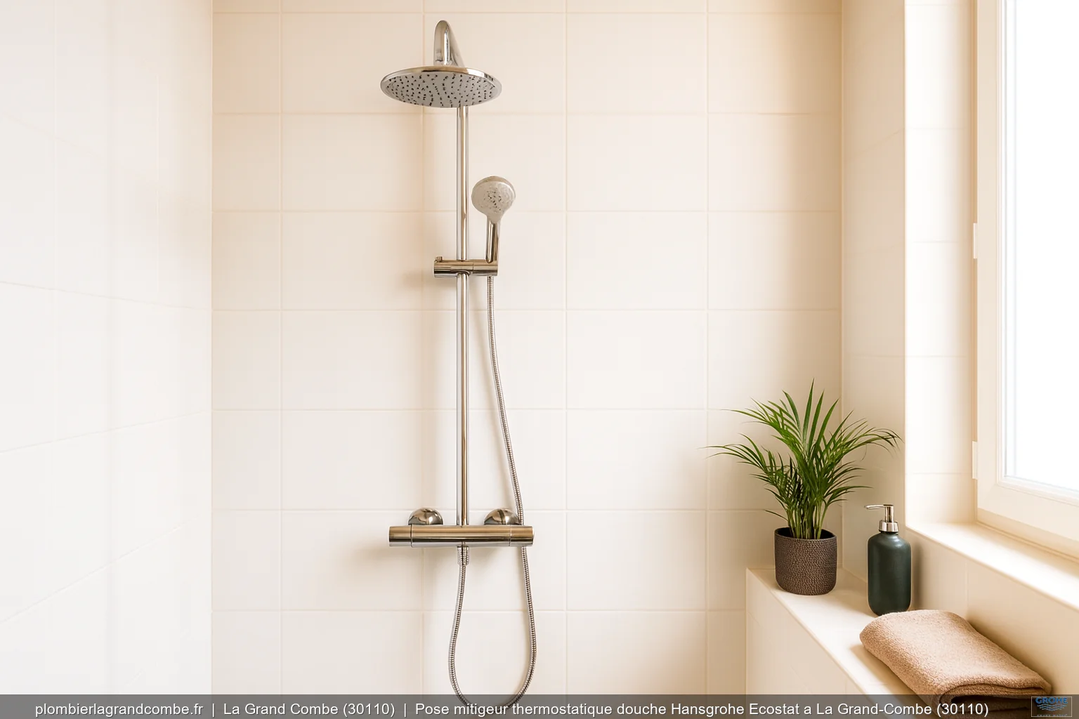Pose mitigeur thermostatique douche Hansgrohe Ecostat a La Grand-Combe (30110)